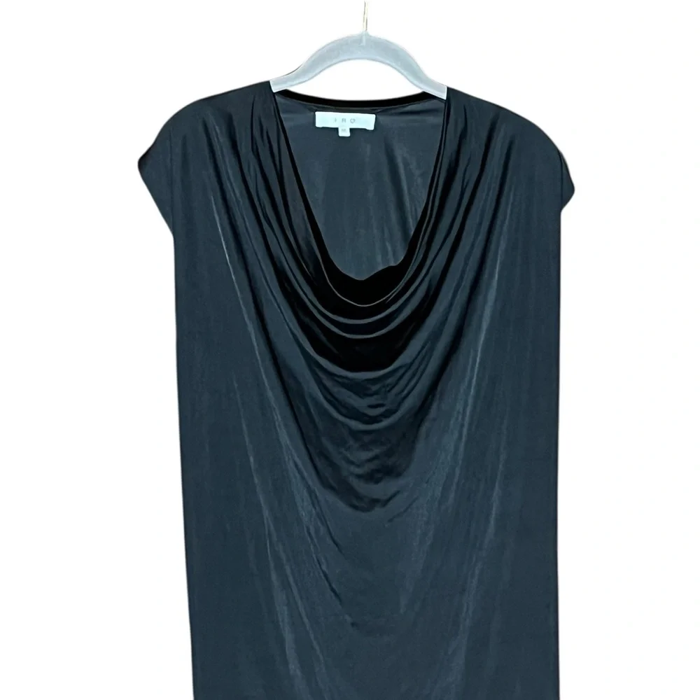 IRO Carrie Black Drape Front Sleeveless Club Party Mini Dress Except Cond Med